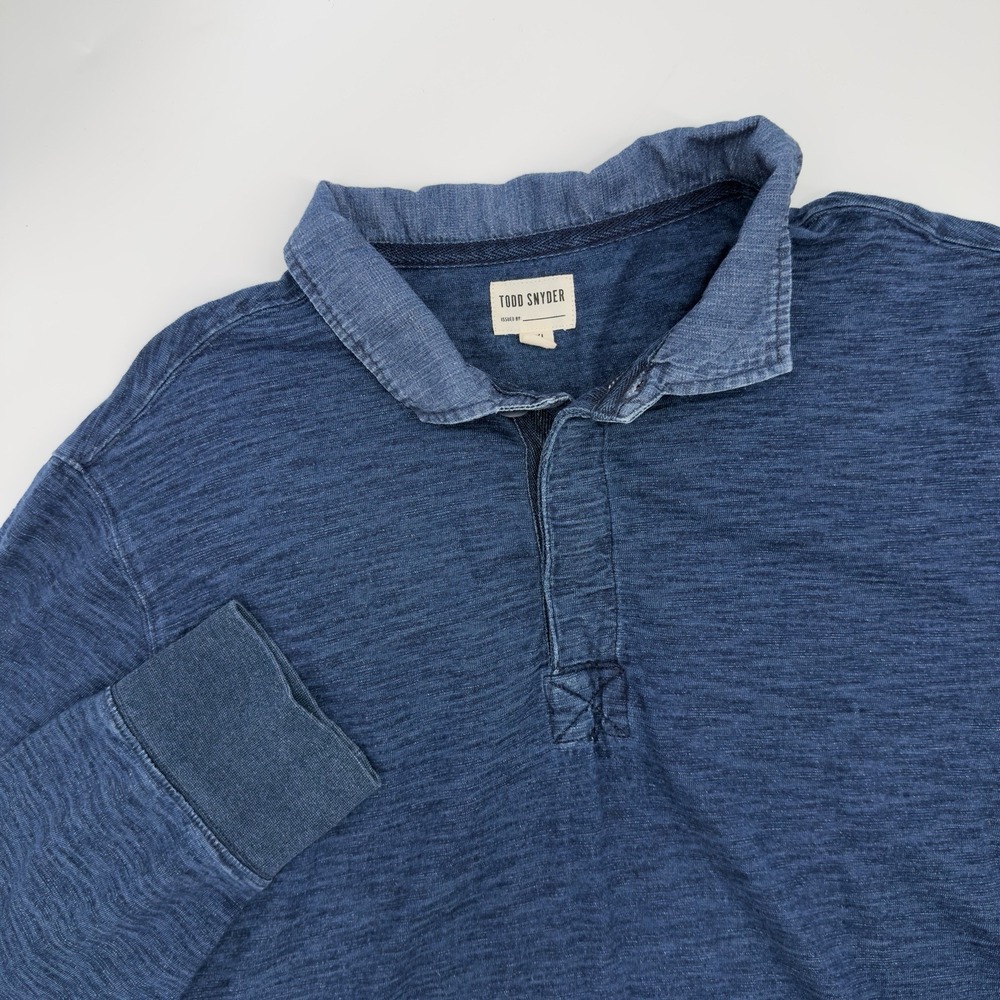 Todd Snyder Polo Shirt Mens XXL Blue‎ Long Sleeve Heathered